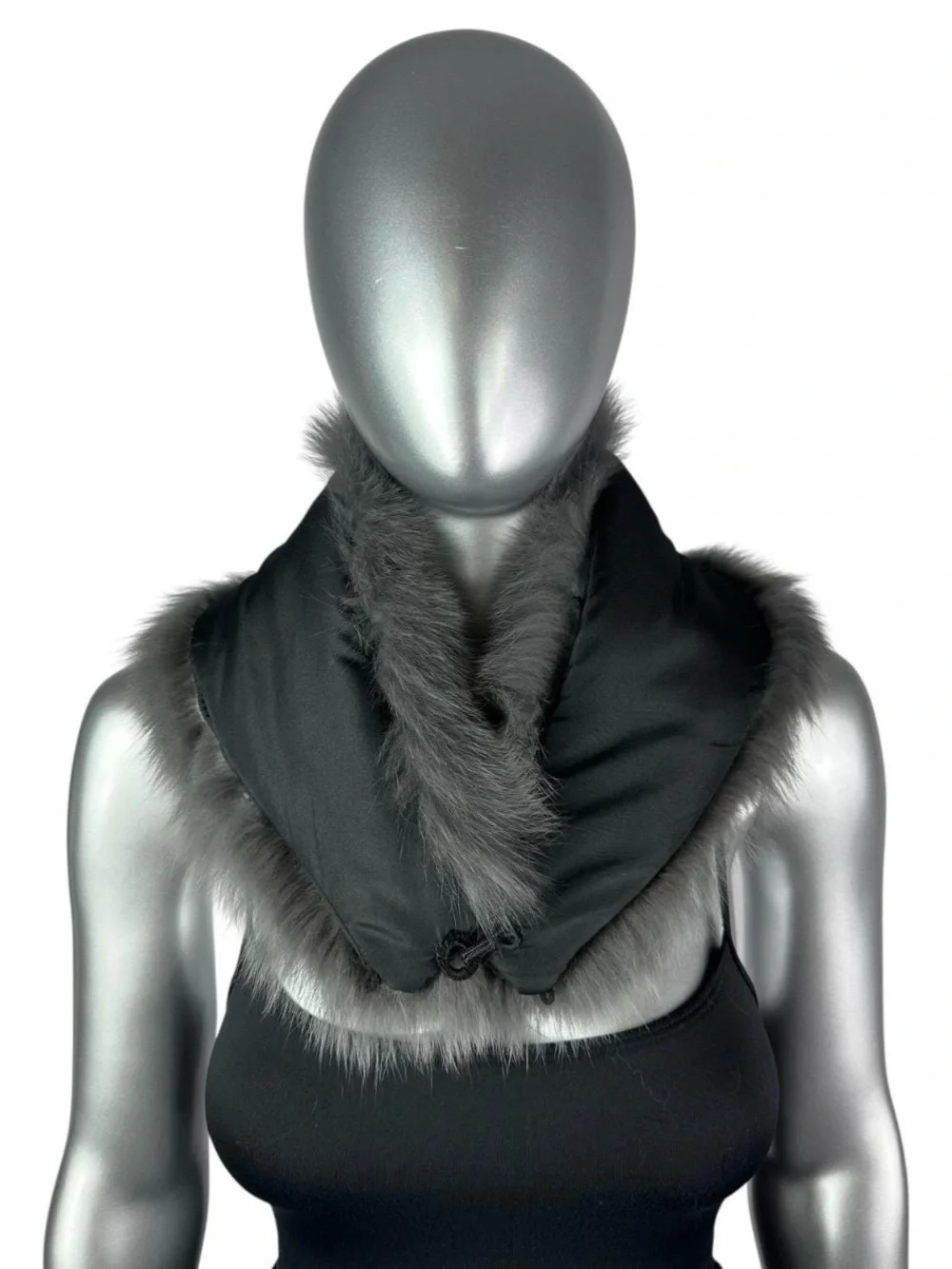 DARK GRAY FOX  Shawl Collar, 30” L, Certified Vintage Fur